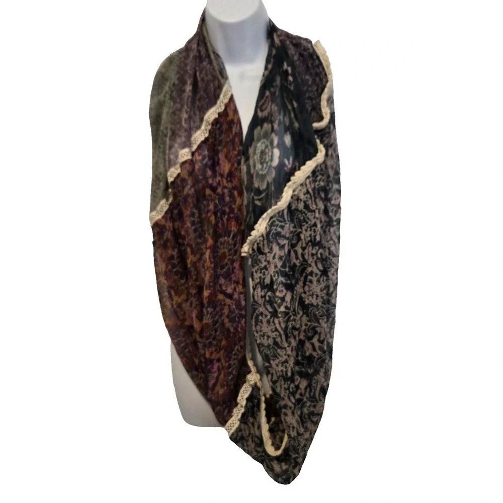 Unbranded Women's Infinity Scarf Multi‎ Patterned Crochet Trimmed